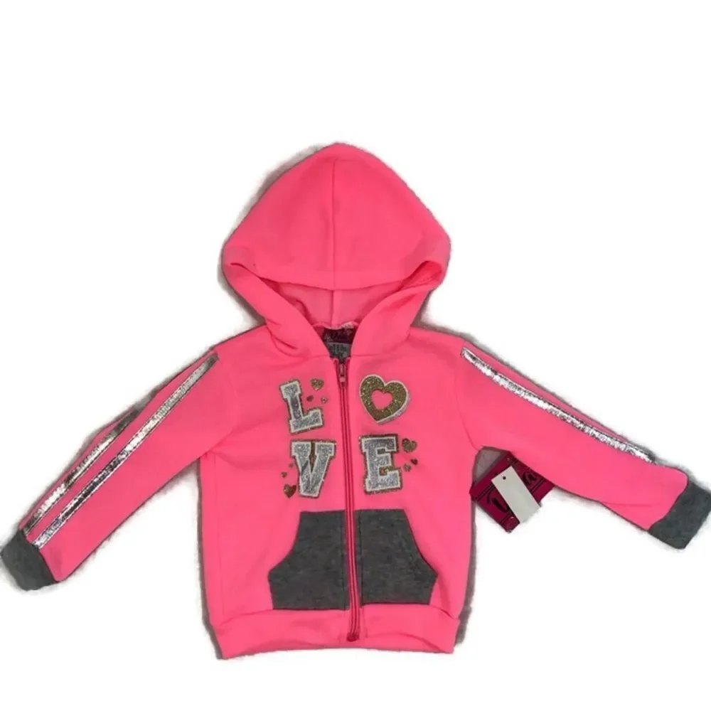 BNWT Girls Sweat Suit in Pink and Sliver‎